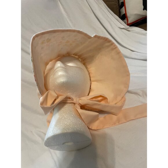 Vintage Inspired Floral Ruffle Baby Bonnet Soft Peach & Wildflower Print Cosplay - Picture 7 of 9